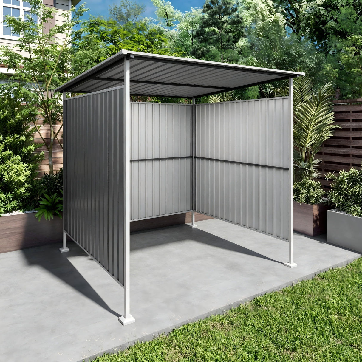 Outdoor Pergola, Bike Storage Shed, Grill Gazebo For Patio - Gray