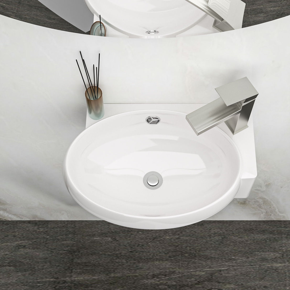 Modern Aesthetic Rectangle Wall Mount Bathroom Sink With Single Faucet Hole