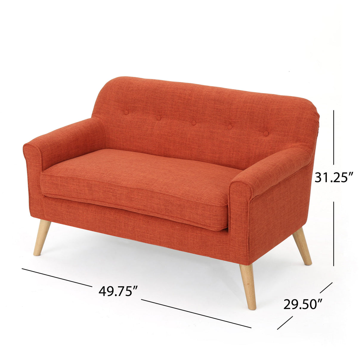 Classic Loveseat With Rolled Armrests And Button Tufting