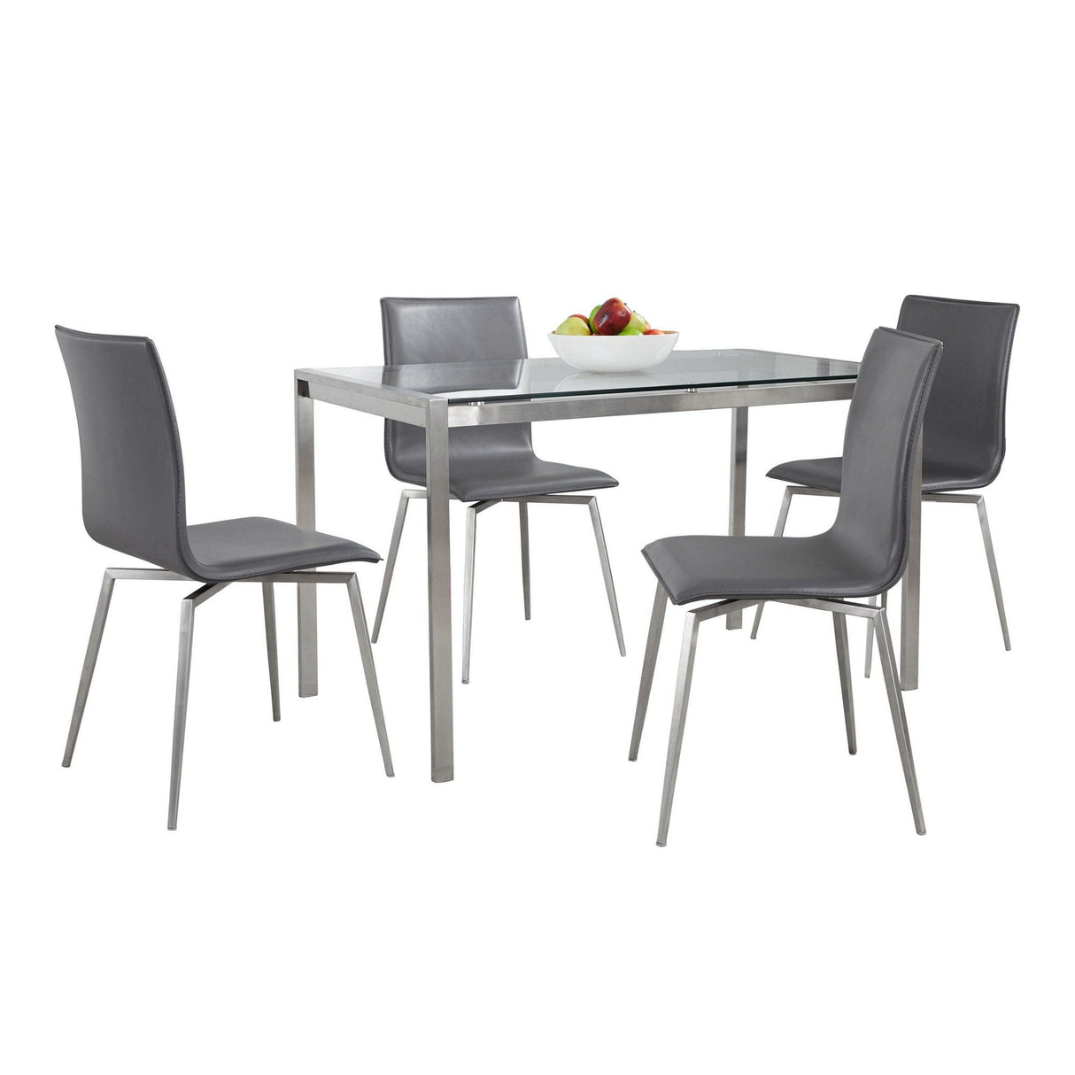 Fuji - Mason Upholstered Swivel Dining Set - Stainless Steel