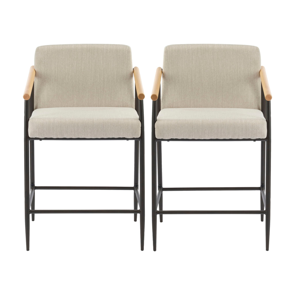 Mid Century Modern Counter Stool Set With Iron Frame