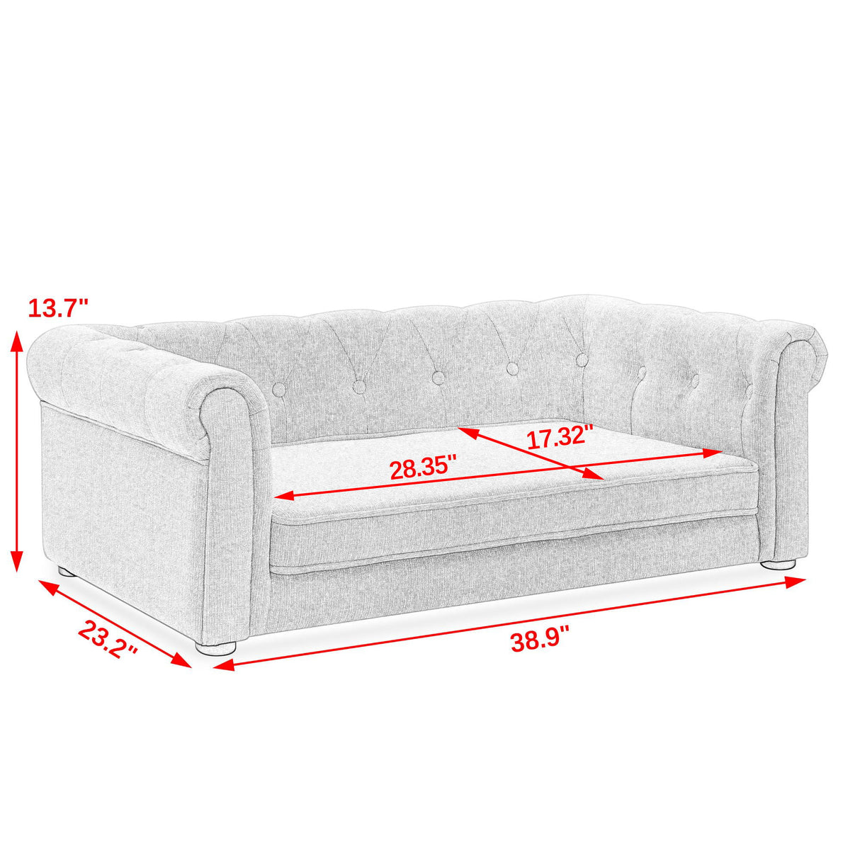 Modern Elegant Rectangle Pet Bed, Durable Elevated Dog Sofa