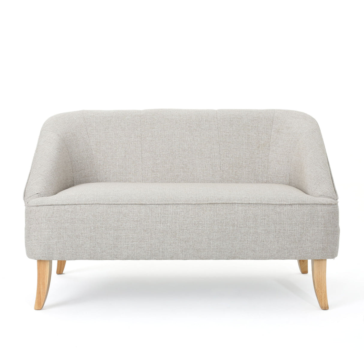 Modern Fabric Loveseat With Sloped Armrests For Living Room - Beige