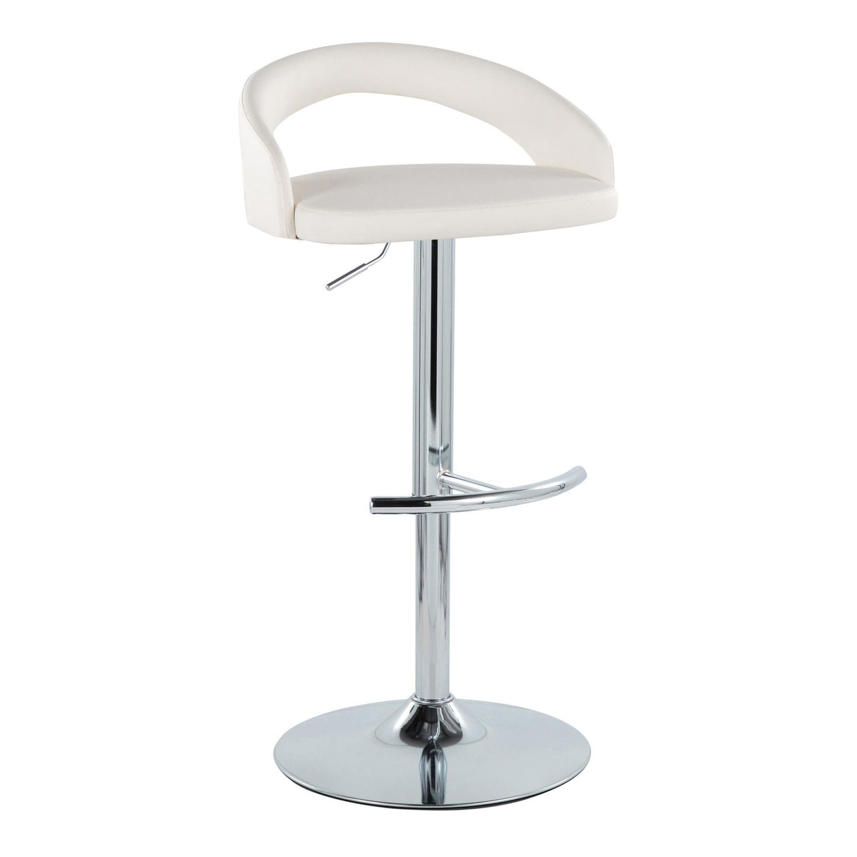 Grotto - Upholstered Adjustable Barstool - Chrome Metal Base