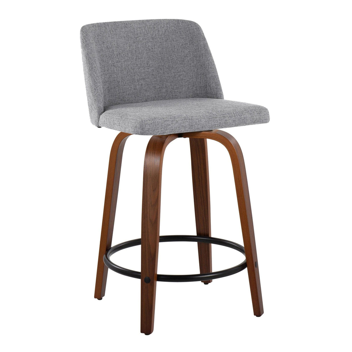 Toriano - 24" Fixed-height Counter Stool (Set of 2) - Walnut And Black Round Footrest