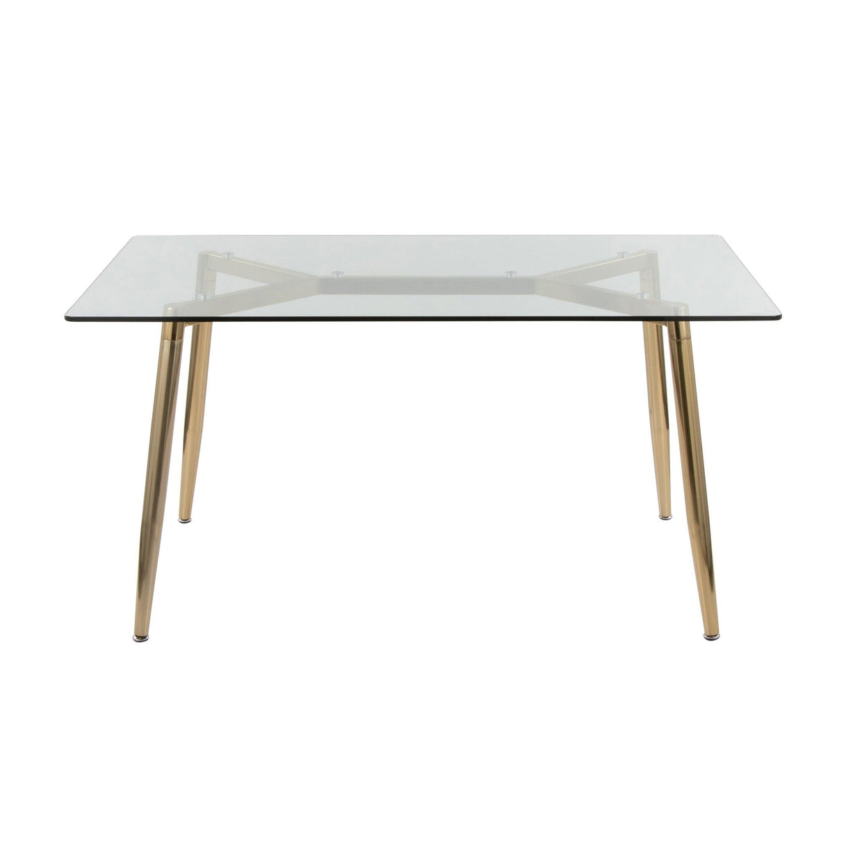 Clara - Contemporary/Glam Dining Table - Gold Metal And Clear Glass