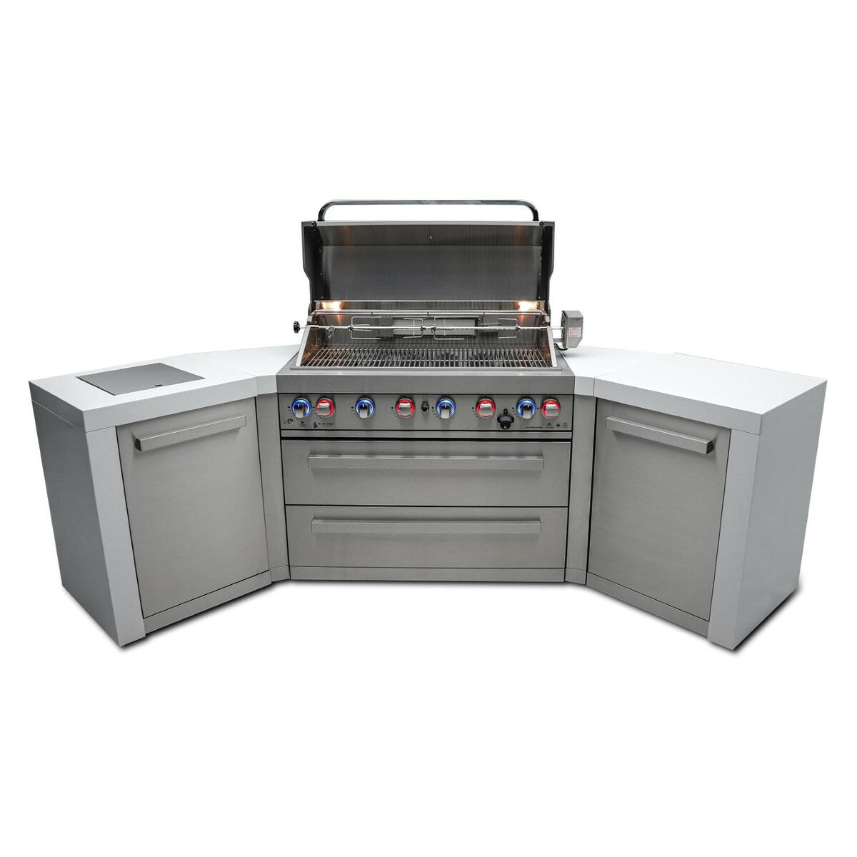Mont Alpi Deluxe Series 8 Ft U-Shaped Propane Outdoor Kitchen Island w/ Side Burner - MAi805-D45