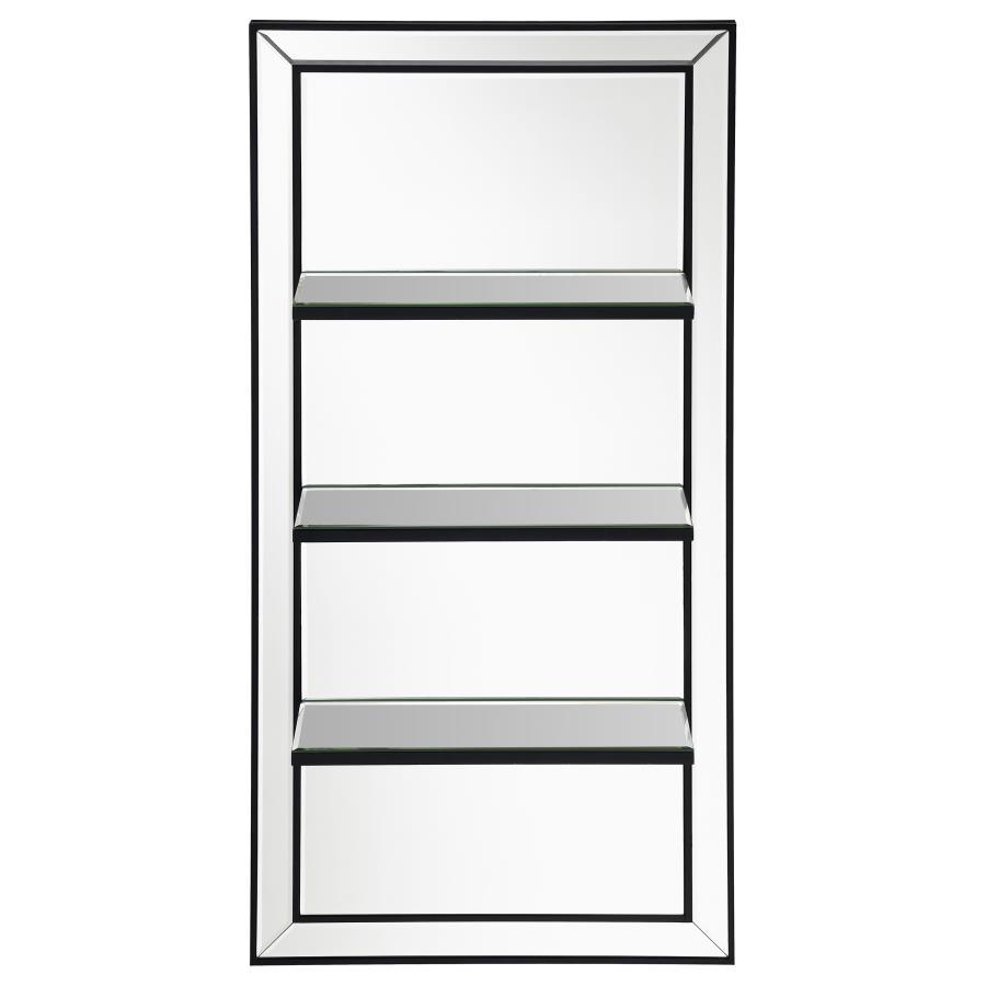 Oriel - Rectangular 3-Shelf Wall Mirror - Silver