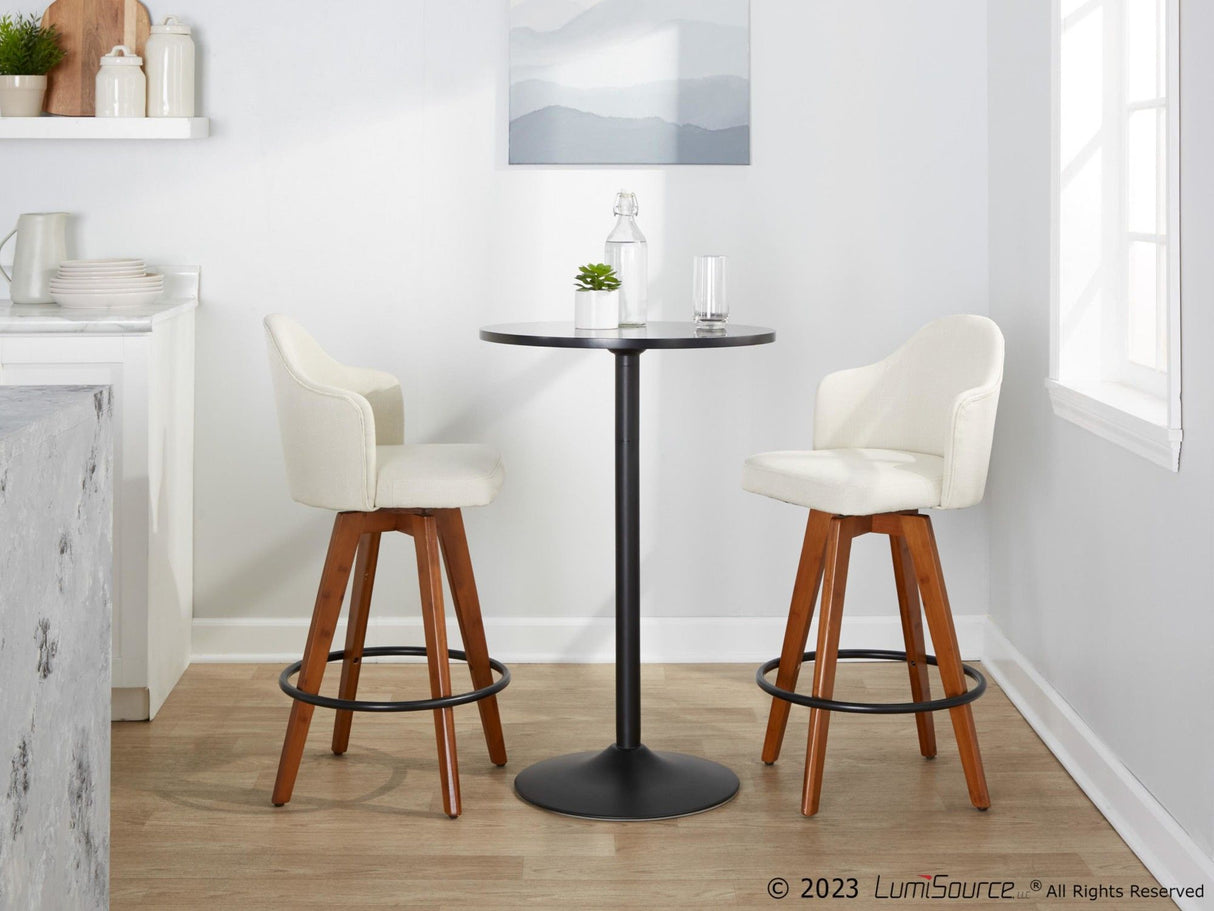 Ahoy - Contemporary Fixed-Height Counter Stool With Walnut Bamboo Frame (Set of 2)