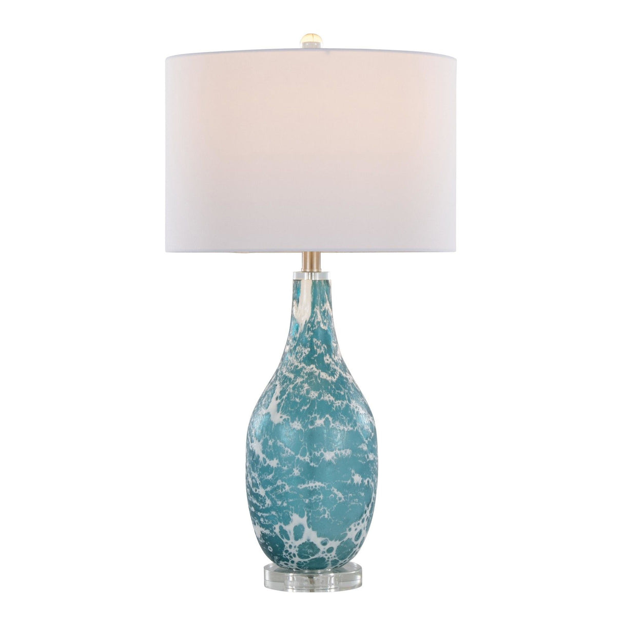 Rocca - 29" Table Lamp (Set of 2) - Sapphire Blue And White Glass, Brushed Nickel, Clear Crystal, And White Linen Shade