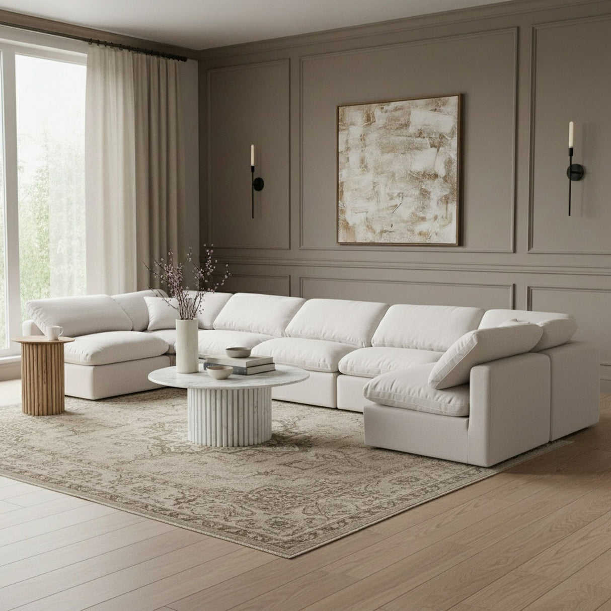 Indulge - Linen 7 Piece Modular U-Shaped Sectional