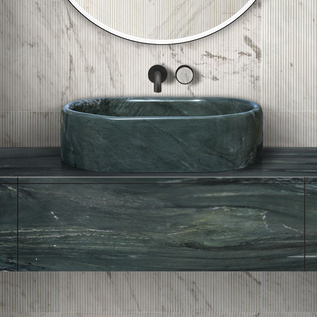 Bathroom Vessel Sink, Semi Polished Surface