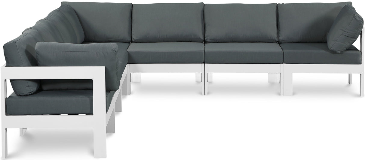 Nizuc - Outdoor Patio 7 Piece Modular Sectional With White Frame