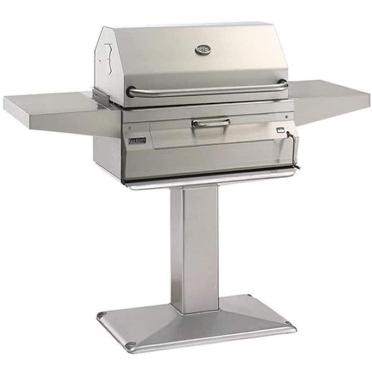 Fire Magic Legacy 24-Inch Smoker Charcoal Grill On Patio Post - 22-SC01C-P6