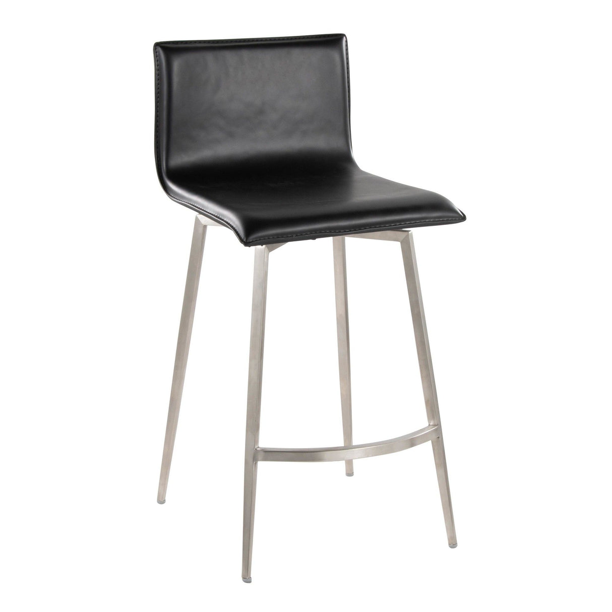 Mason - 26" Upholstered Fixed-Height Counter Stool With Swivel (Set of 2) - Stainless Steel