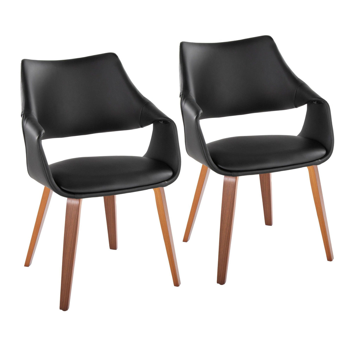 Curvo - High Back Upholstered Chair (Set of 2) - Walnut Wood Legs