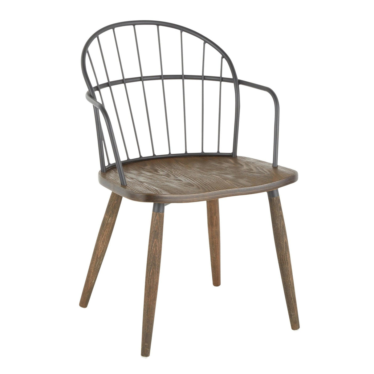 Riley - Industrial Chair (Set of 2) - Dark Walnut Wood And Black Metal