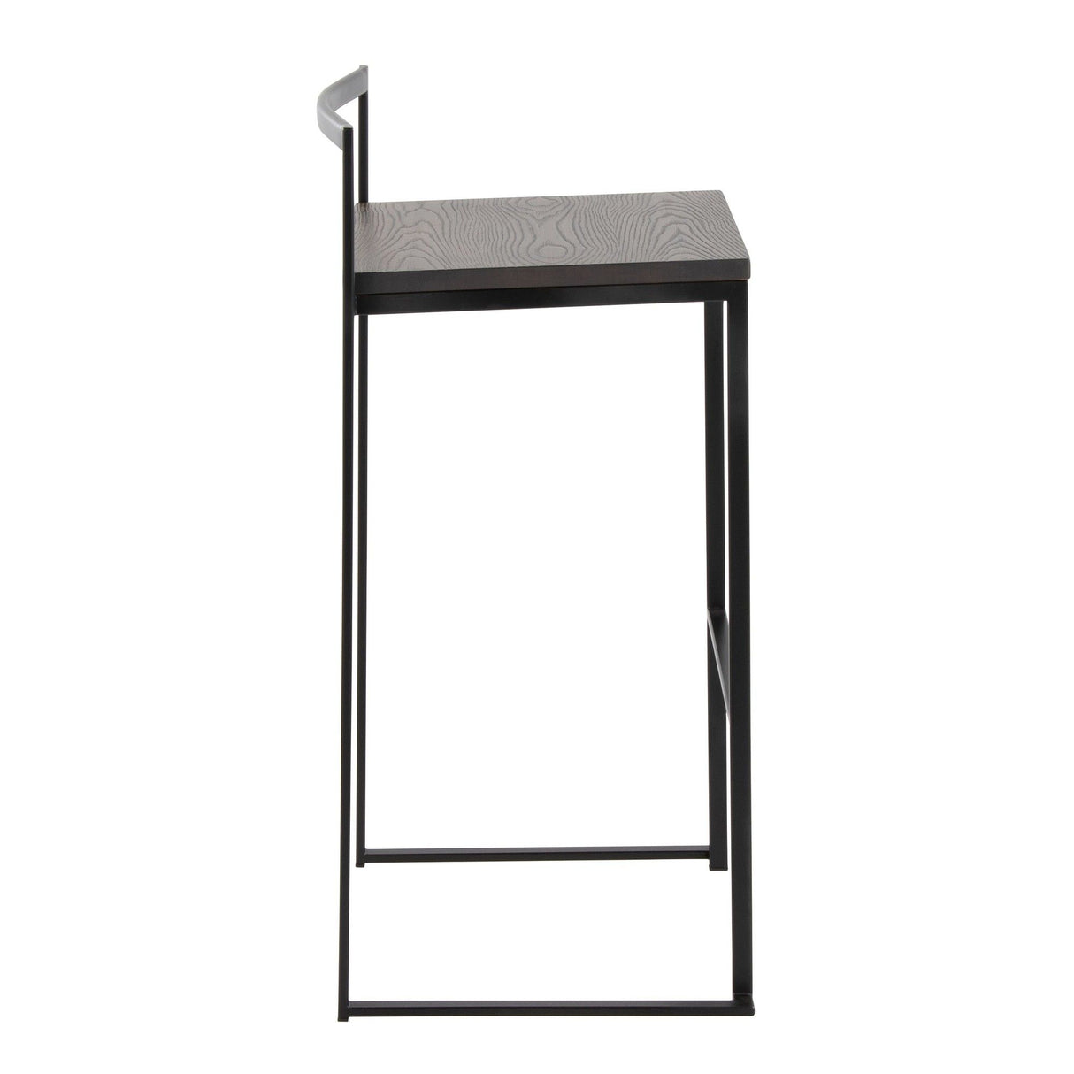 Fuji - 30" Stackable Barstool With Espresso Wood-Pressed Grain Bamboo Seat (Set of 2) - Black Metal