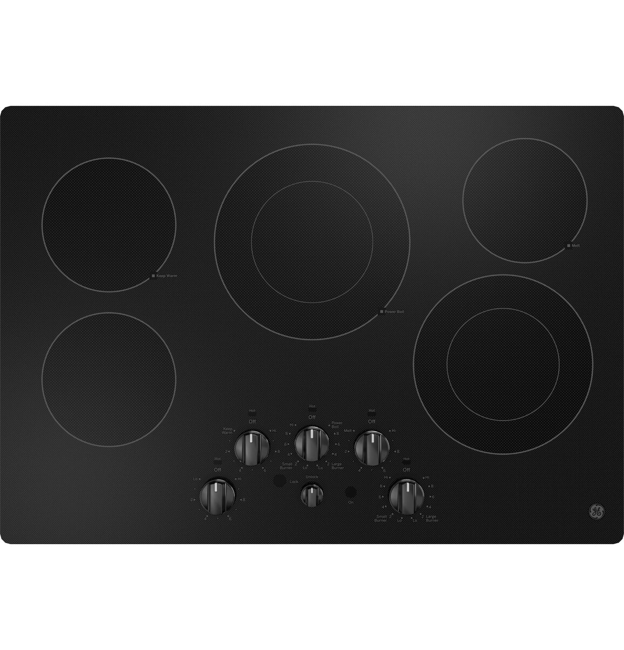 GE JEP5030DTBB - 30 in. 5-Burner Electric Cooktop with Simmer Burner & Power Burner - Black