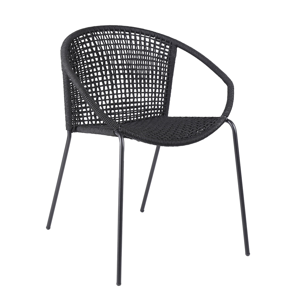 Sydney And Snack - 5 Piece Outdoor Patio Dining Set - Black Rope With Black Eucalyptus Wood