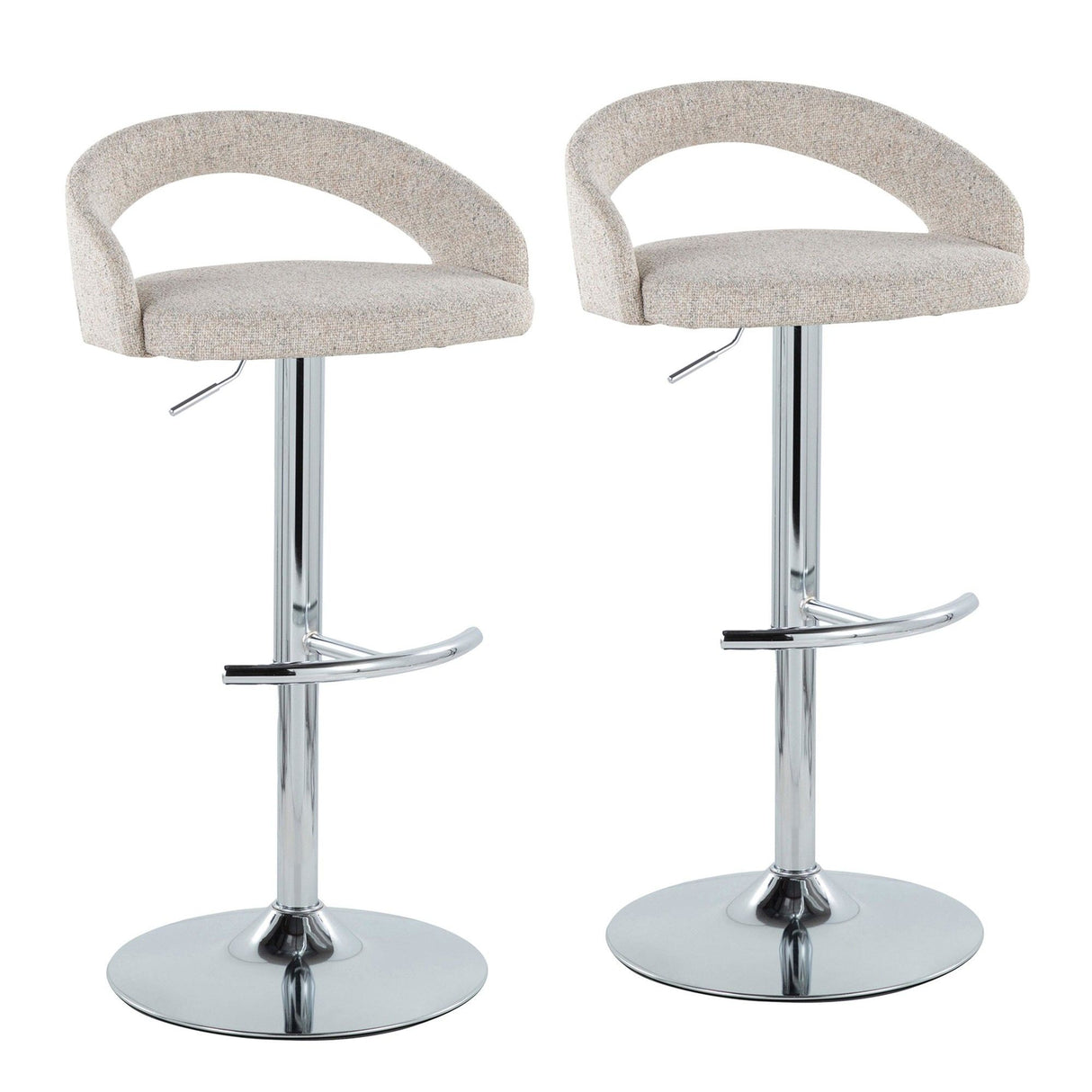 Grotto - Upholstered Adjustable Barstool - Chrome Metal Base