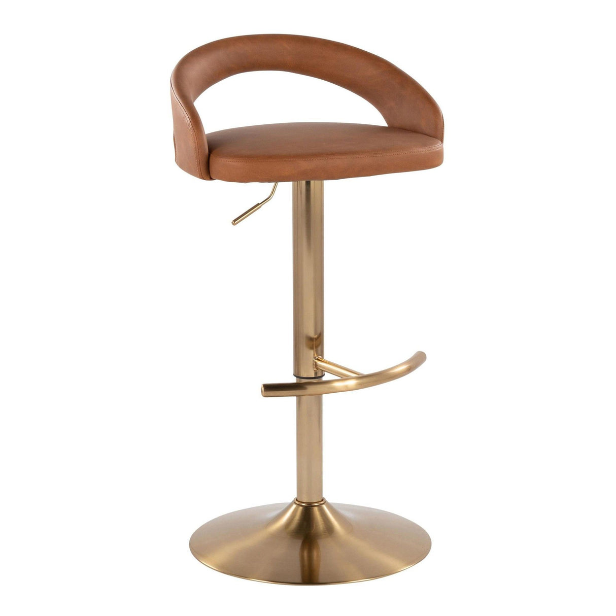 Grotto - Upholstered Adjustable Barstool - Gold Metal Base