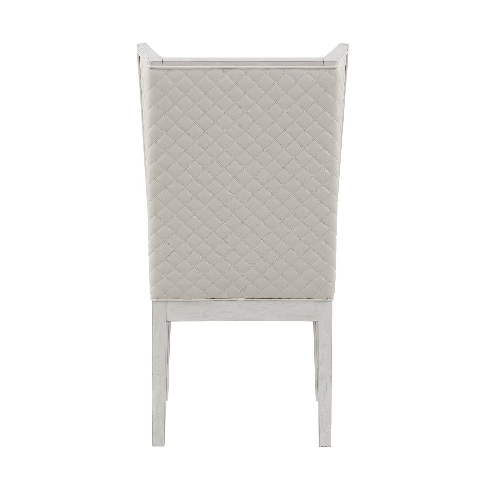 Katia - Hostess Chair Set of 2) - Light Gray Linen & Weathered White