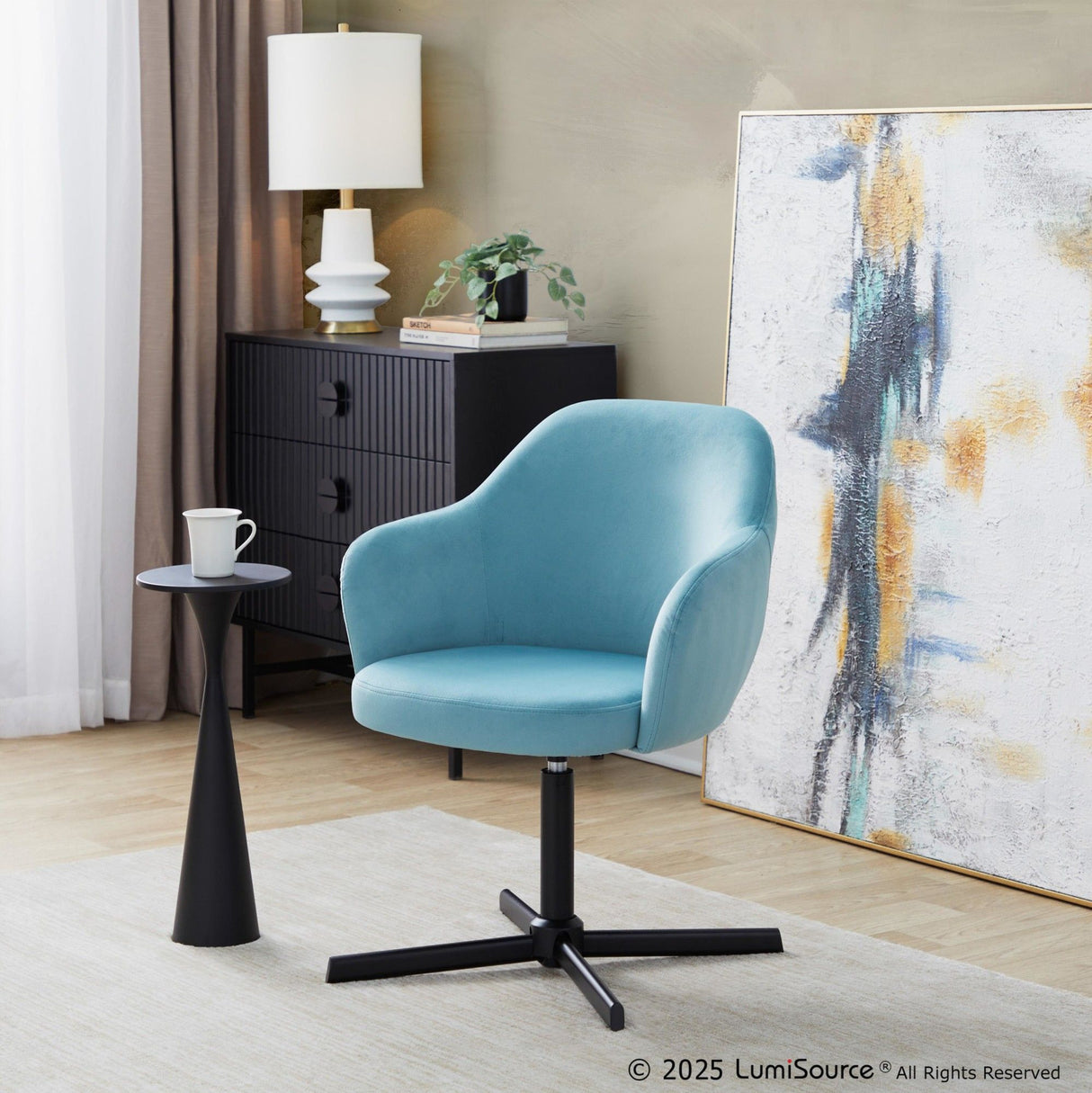 Buena - Swivel Accent Chair - Black Metal Base