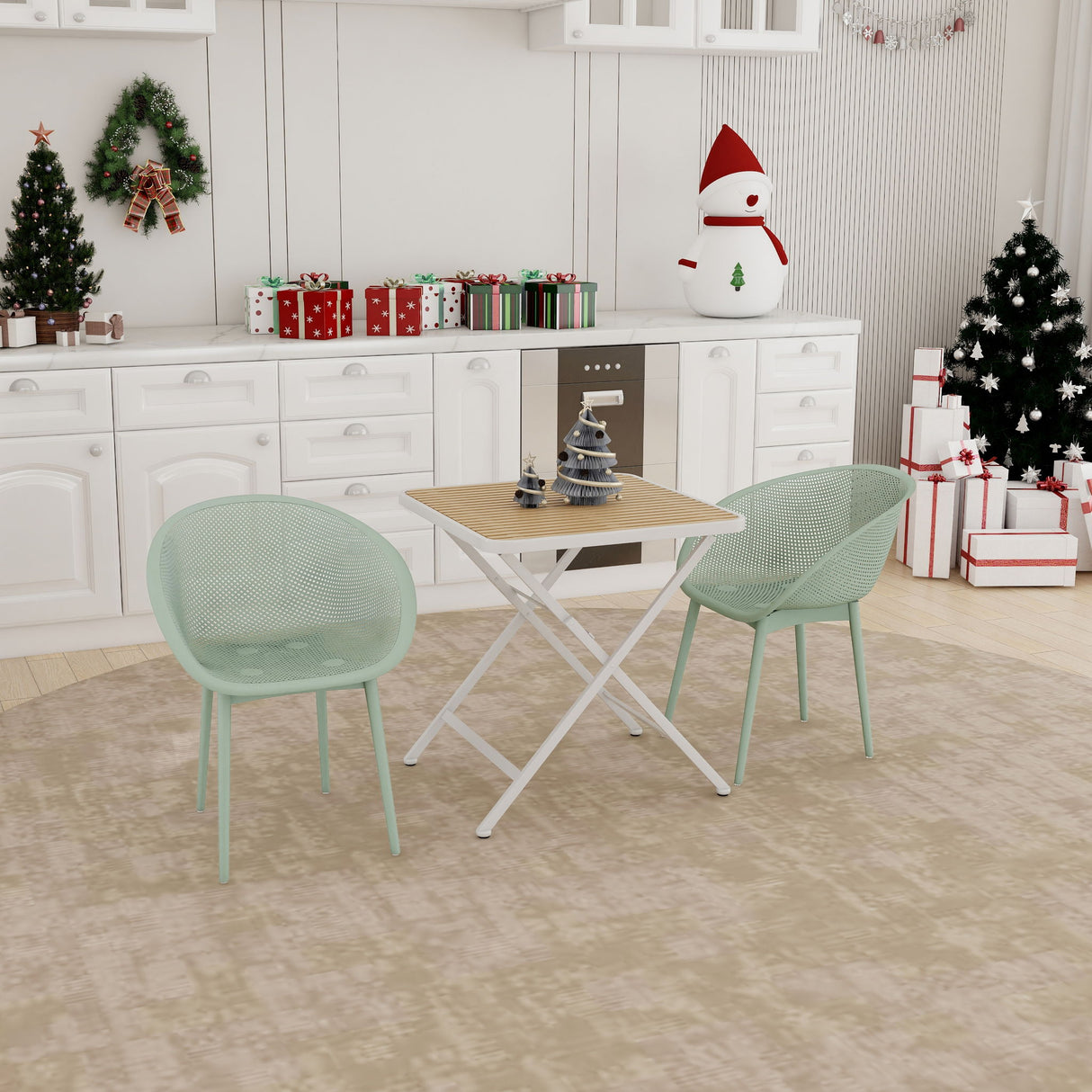 2 Pack Lounge Chair Set & Folding Square Table