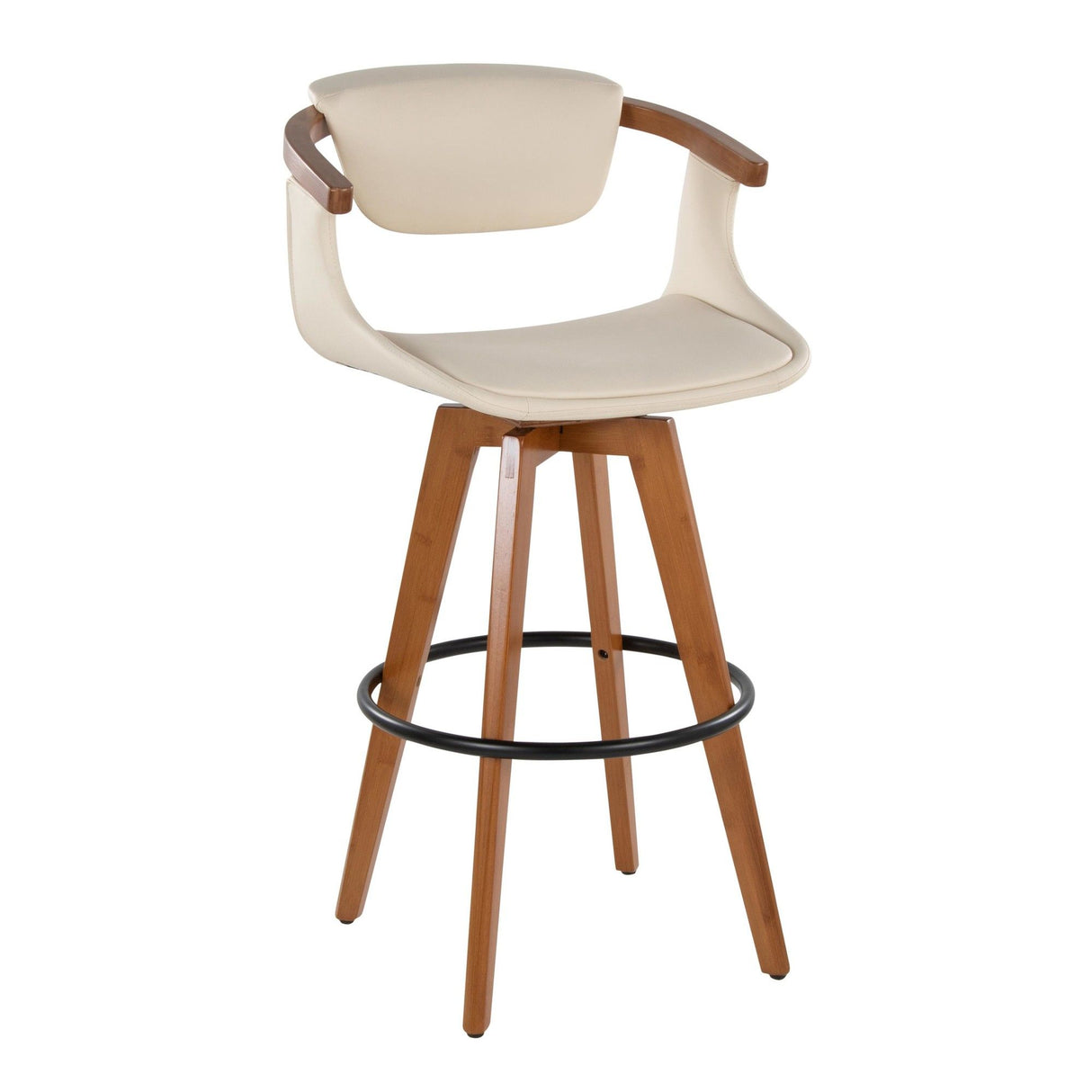 Oracle - 29" Fixed-Height Barstool With Swivel - Walnut Bamboo