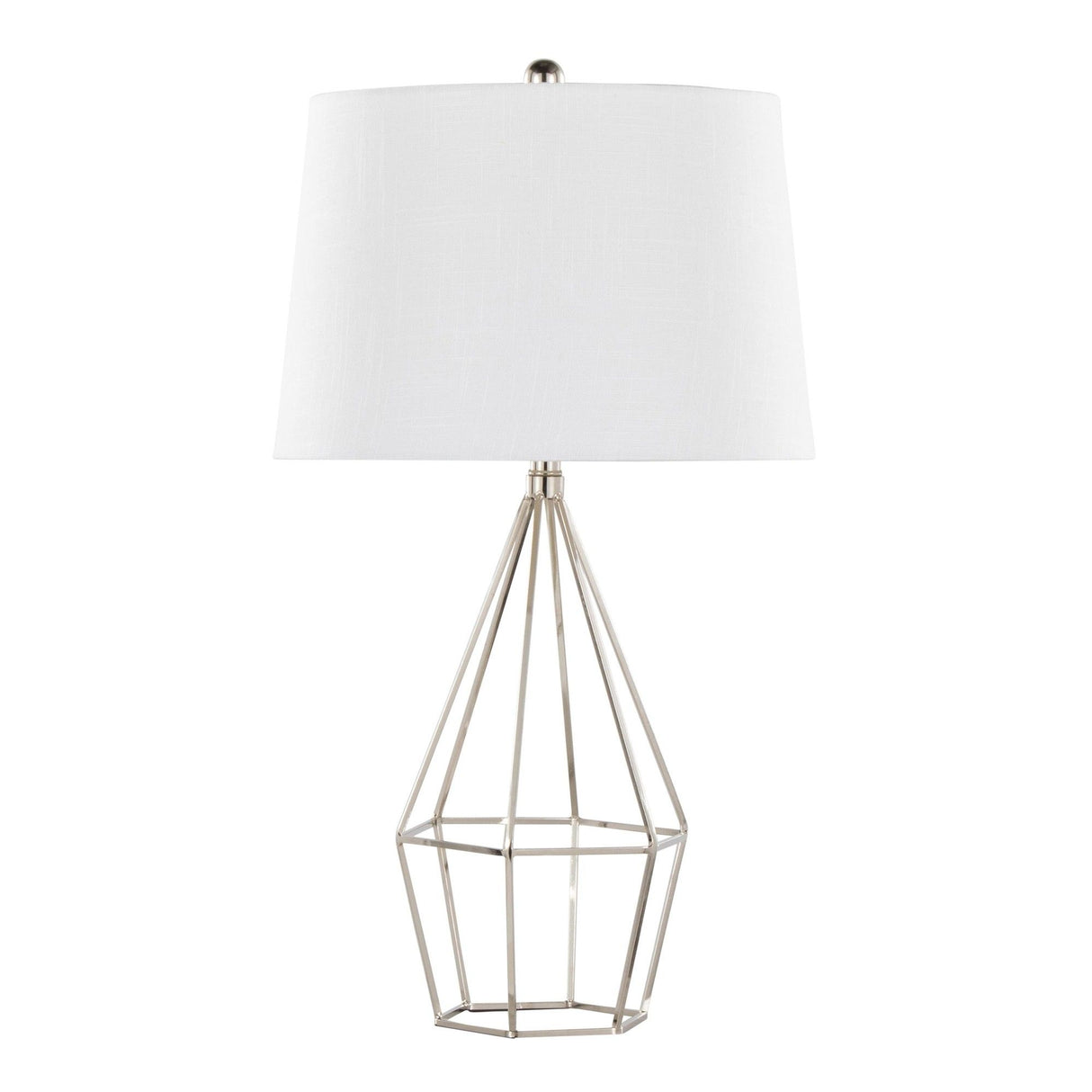Geome - 27" Metal Table Lamp (Set of 2) - Polished Nickel With White Linen Shade From Grandview Gallery