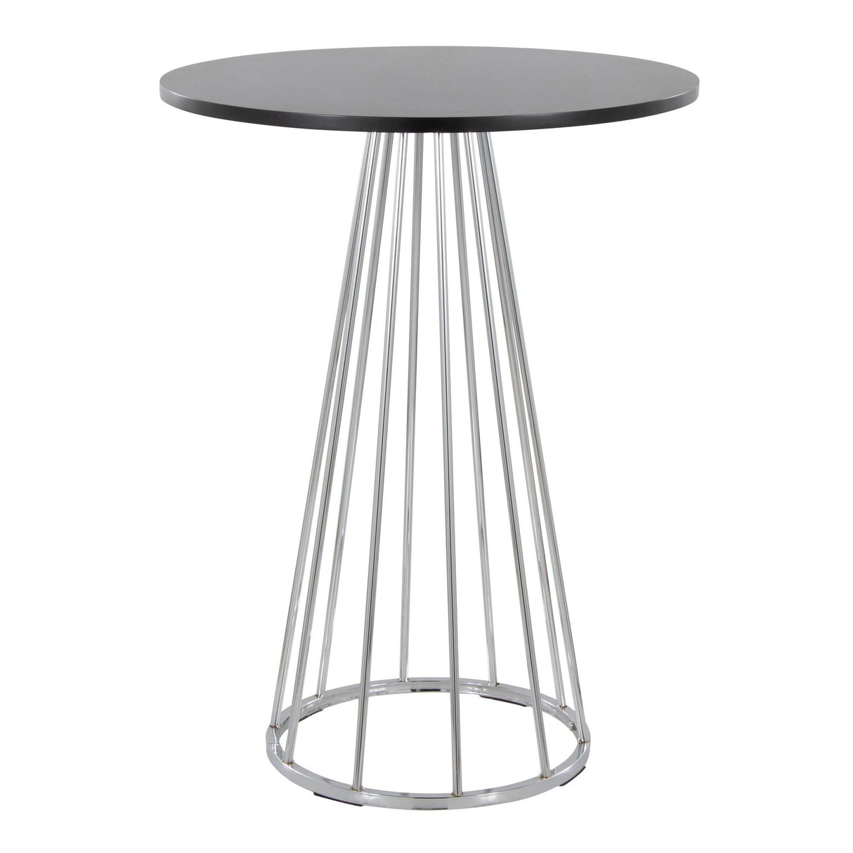 Canary - Counter Table - Chrome Metal, Black Mdf