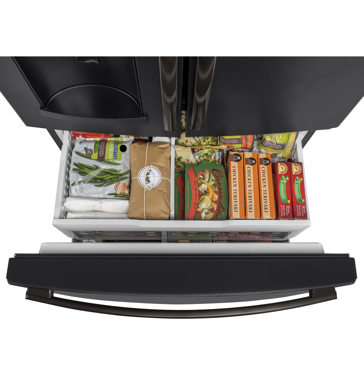 GE GFE28GELDS - 36 in. 27.7 cu. ft. French Door Refrigerator with Ice & Water Dispenser - Fingerprint Resistant Black Slate