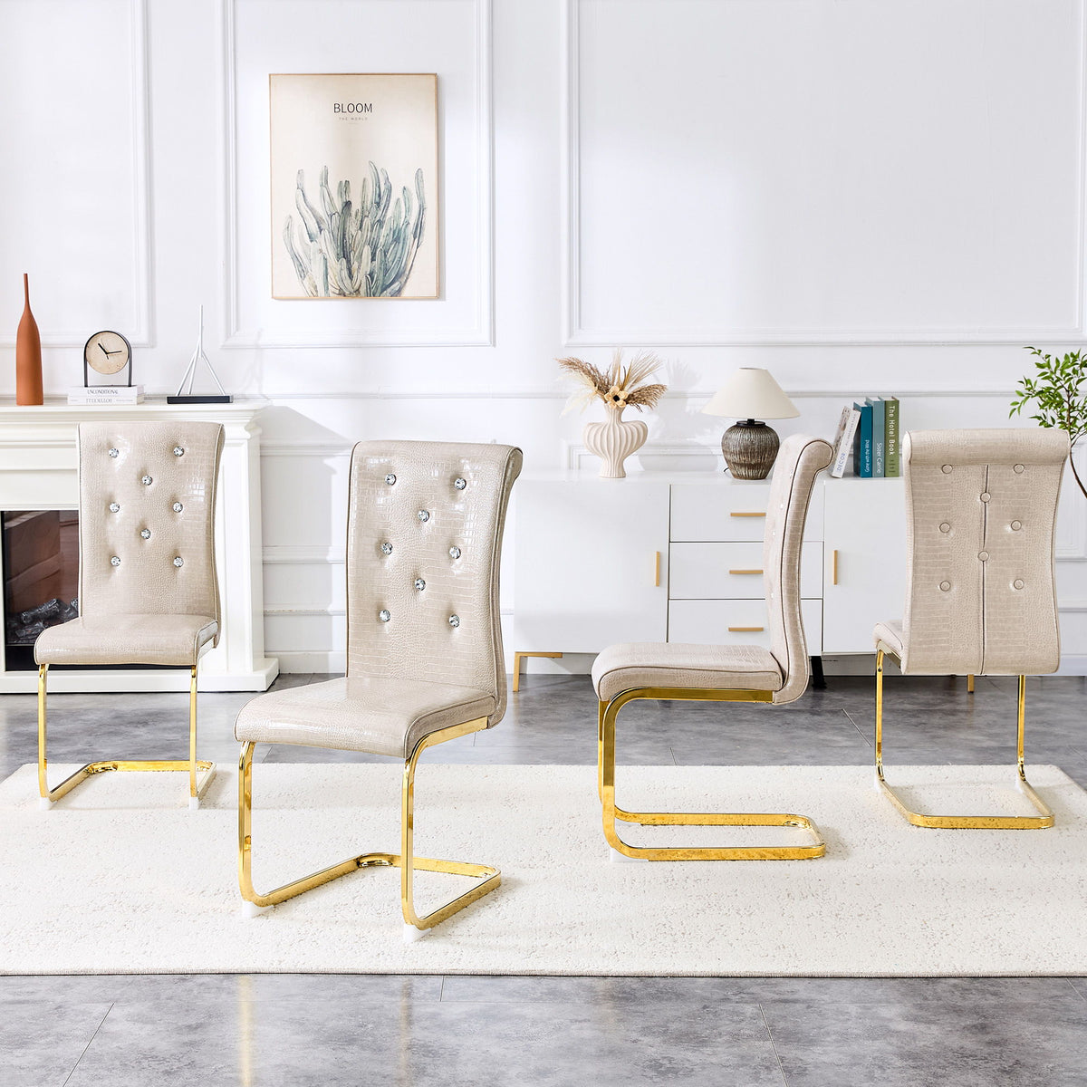 Elegant Design Alligator Skin Upholstered Dining Chairs