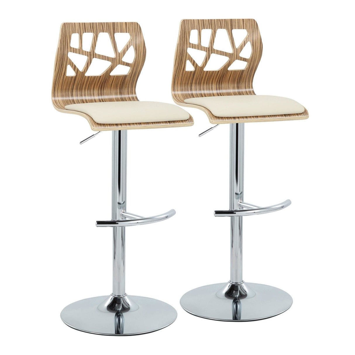 Folia - Adjustable Barstool (Set of 2) - Zebra Wood