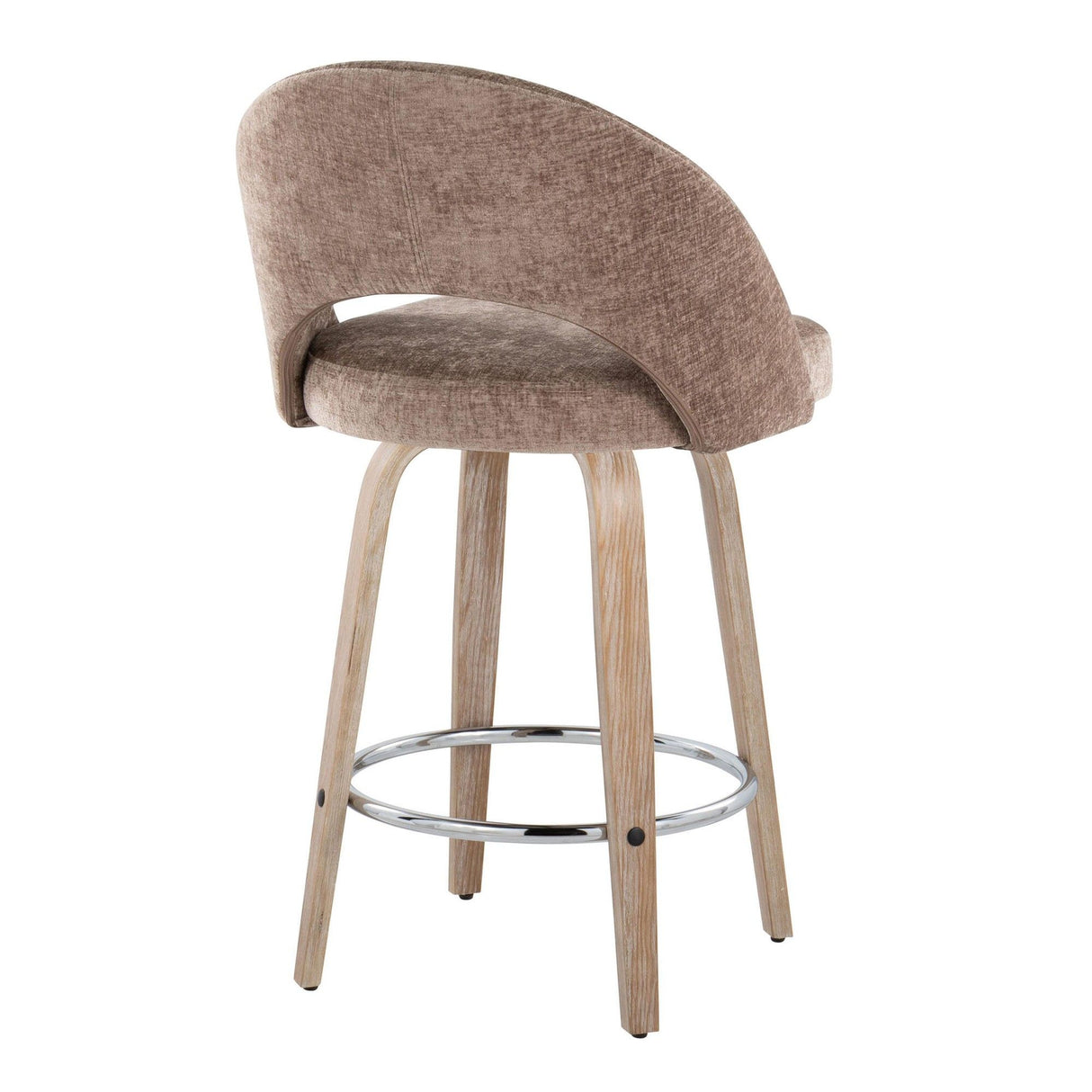 Renee - Upholstered Fixed-Height Barstool (Set of 2) - Whitewashed Wood