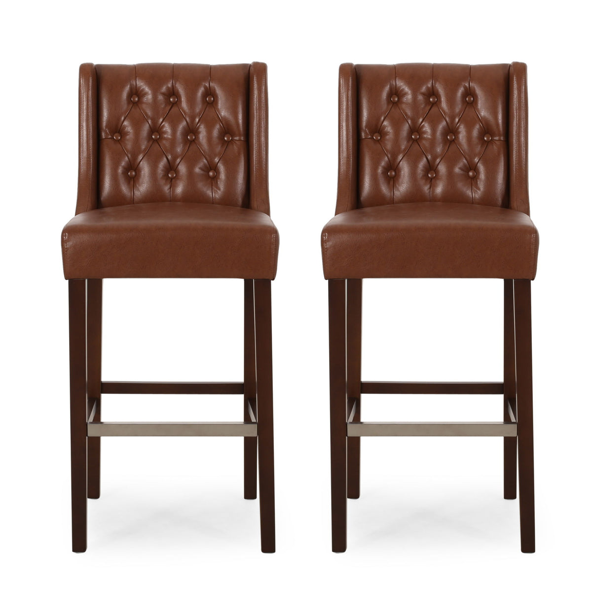 Solstara - Upholstered Dining Barstool With Button Tufted And Wing Back