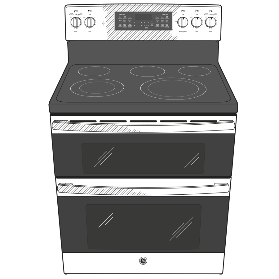 GE JBS86SPSS - 30 in. 6.6 cu. ft. Air Fry Standard Convection Double Oven Electric Range with Smoothtop Burners - Stainless Steel