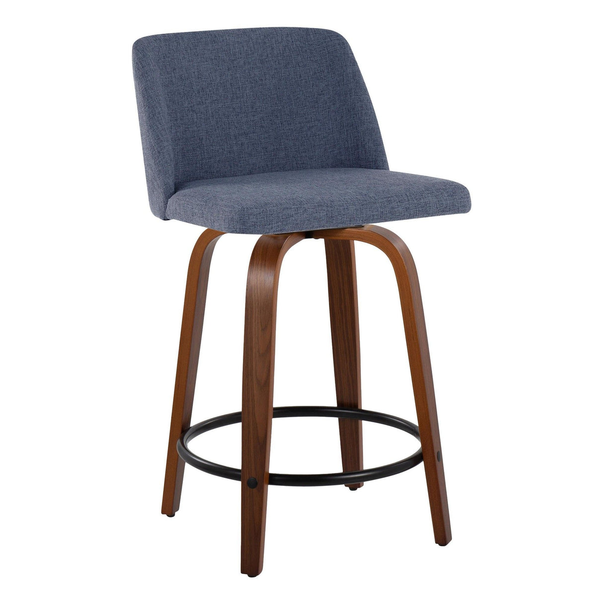 Toriano - 24" Fixed-height Counter Stool (Set of 2) - Walnut And Black Round Footrest