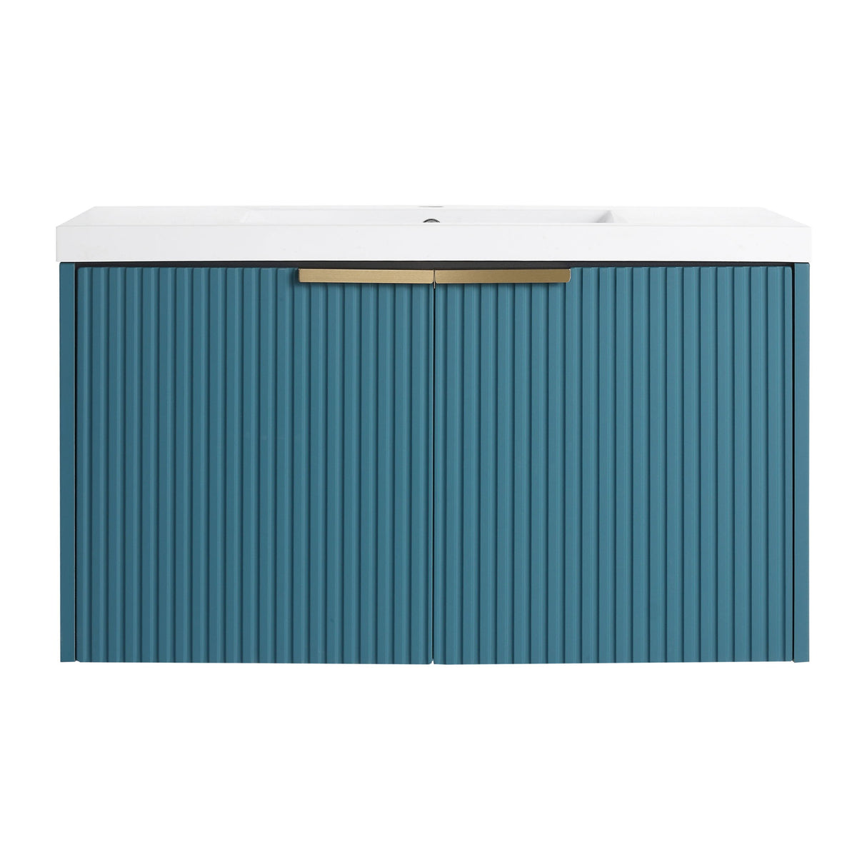 Contemporary Wall Mounted Bathroom Vanity With Resin Double Sink