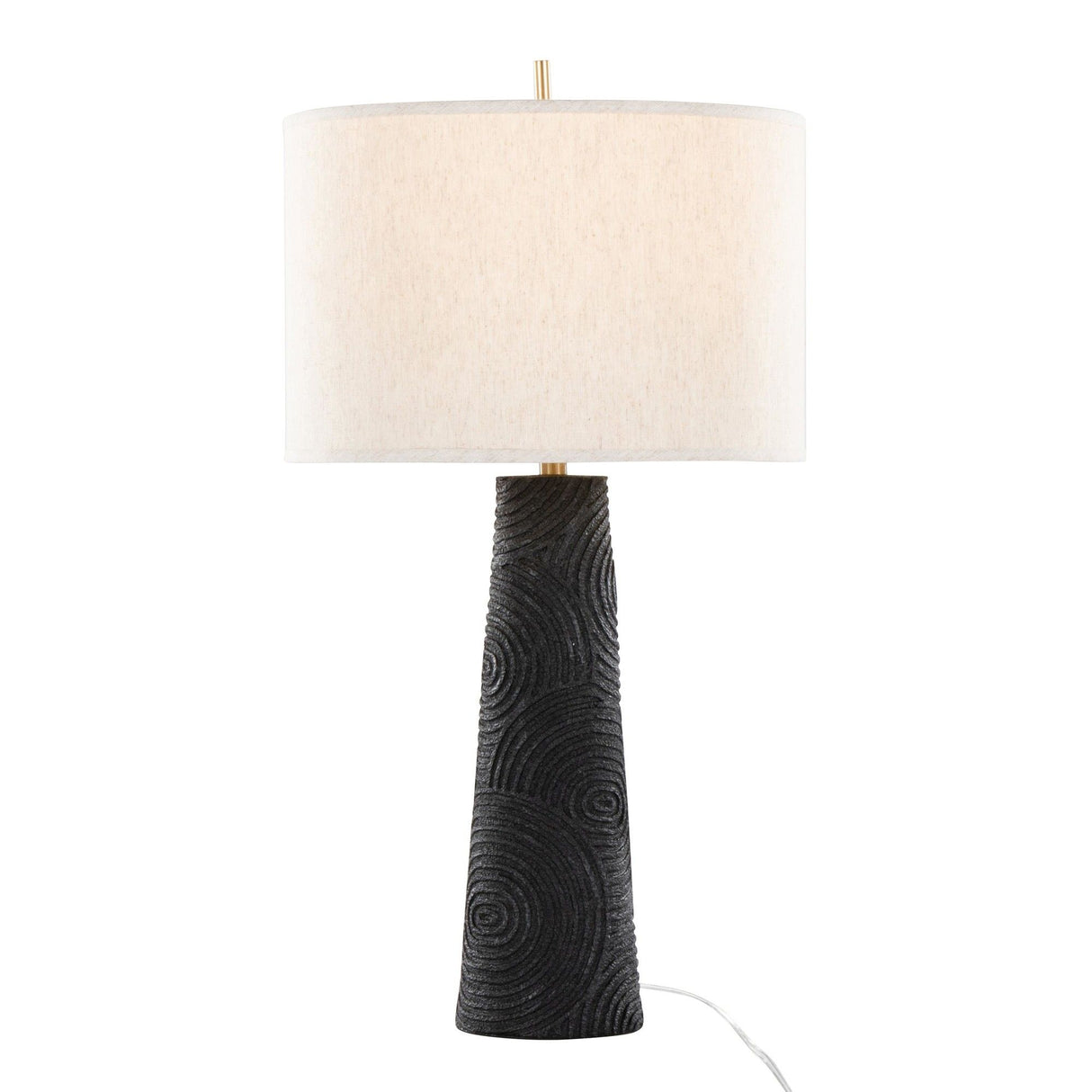 Kona - 31" Polyresin Table Lamp (Set of 2) - Matte Black Polyresin, Brass And Natural Linen Shade from Grandview Gallery
