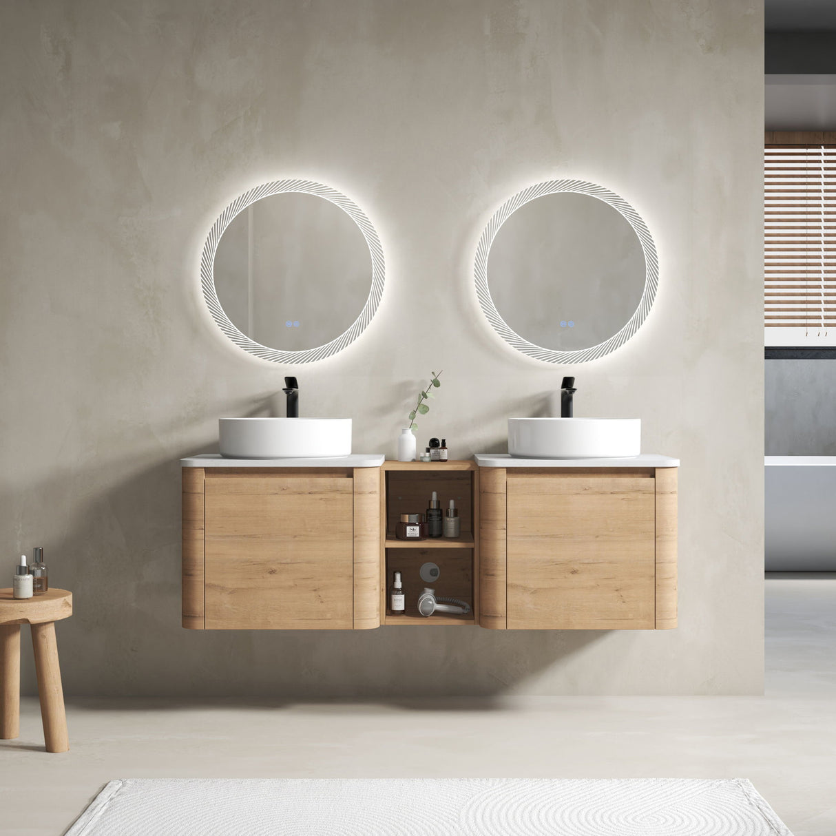 Wall Mounted Bathroom Vanity With Art Sink, 1 Storage Shelf, Soft Close Door