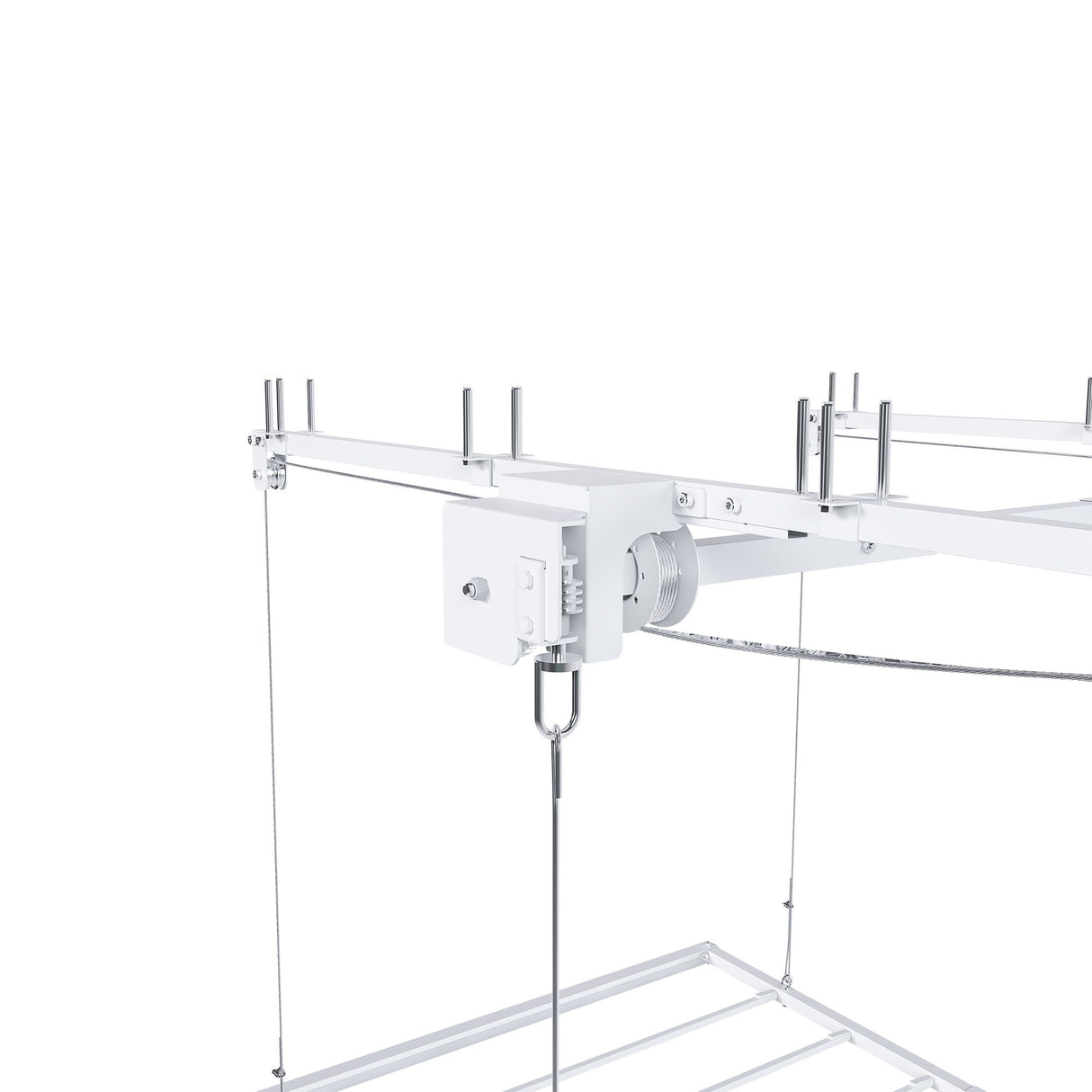 Overhead Garage Storage Rack 3 X 6 Ft For High Ceilings, With Safety Lock - White