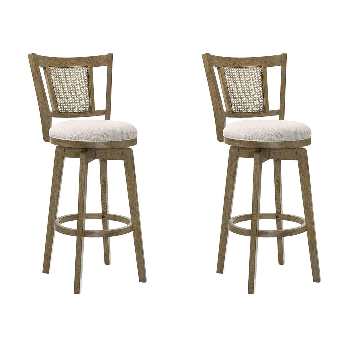 Isla - 30" Putty Brown Bar Height Rubberwood Swivel Barstool