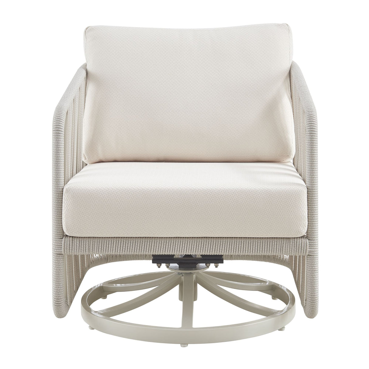 Breeze - Cream Metal Outdoor Swivel Lounge Chair With Cushions - Pearl