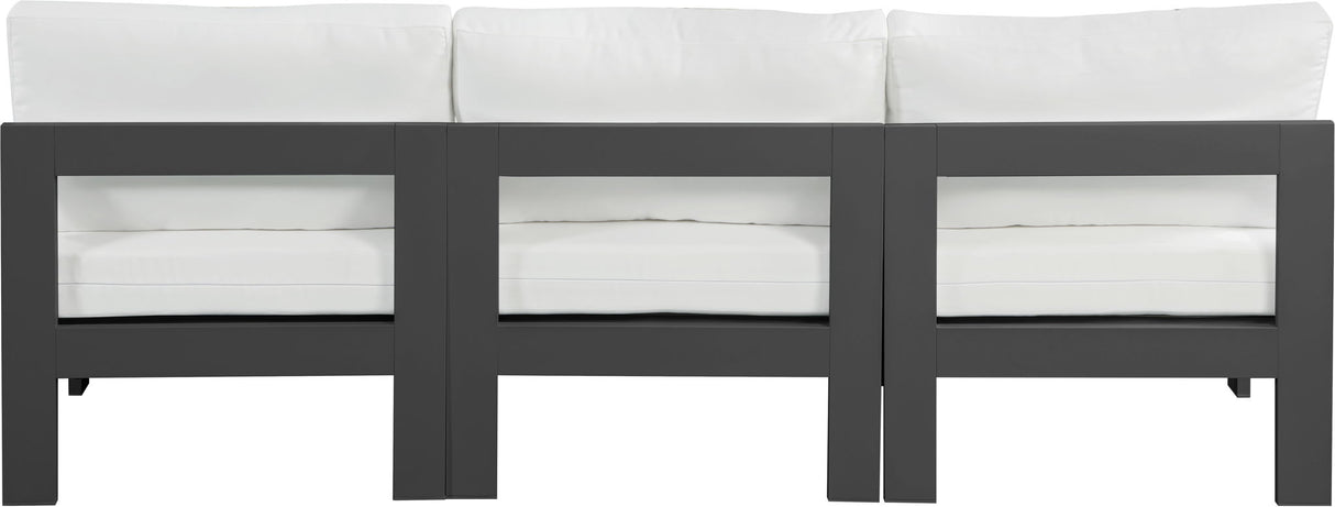 Nizuc - Outdoor Patio 3 Seat Armless Modular Sofa With Gray Frame