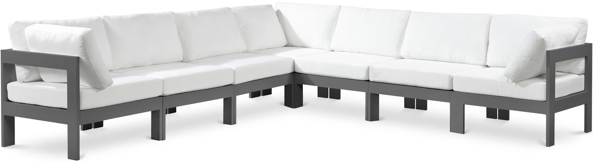Nizuc - Outdoor Patio 7 Piece Modular Sectional With Gray Frame
