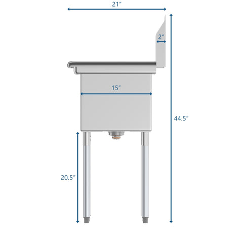 48 in. Two Compartment Stainless Steel Commercial Sink with 2 Drainboards, Bowl Size 15"x 15"x 12" SB151512-15L3.