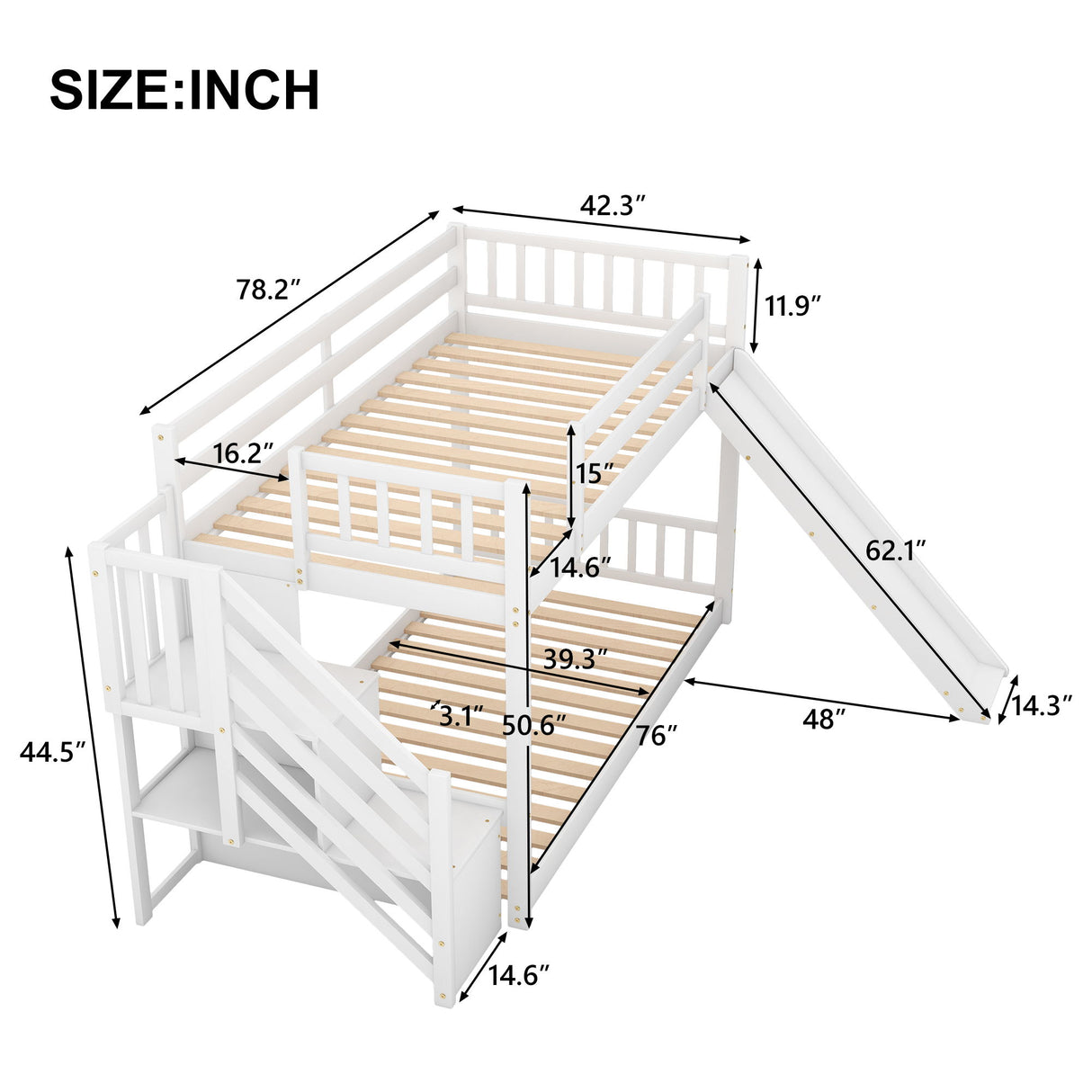 Bunk Bed With Convertible Slide And Stairway