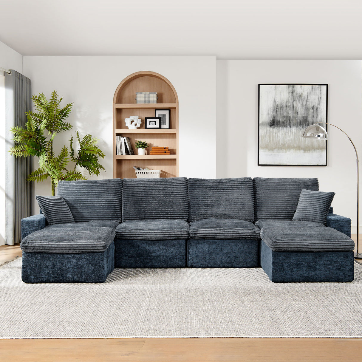 Modern Modular U Shaped Cloud Sectional Couch With Deep Seat And Comfy Chaise